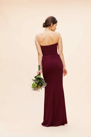 Fernanda Architectural Neckline Burgundy Gown - Dress the Population