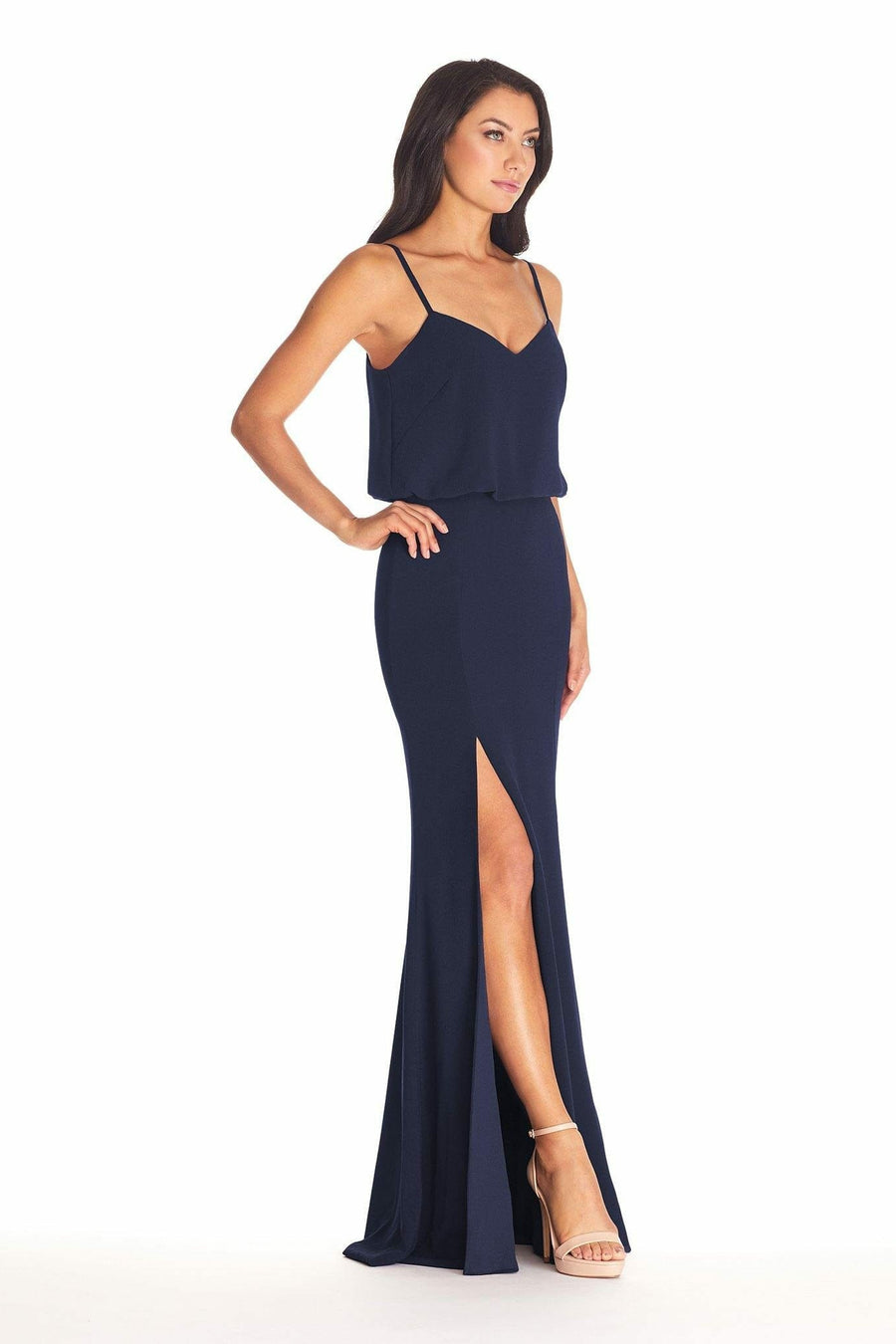 Gracelyn Ruffle Top Scoop Back Gown - Dress the Population