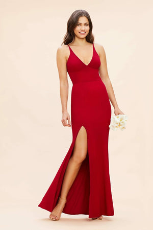 Iris Side Slit Crepe Gown - Dress the Population