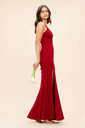 Iris Side Slit Crepe Gown - Dress the Population