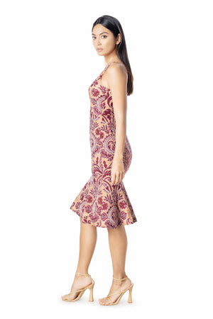 Isabelle Ruffled Hem Patterned Dress - Dress the Population