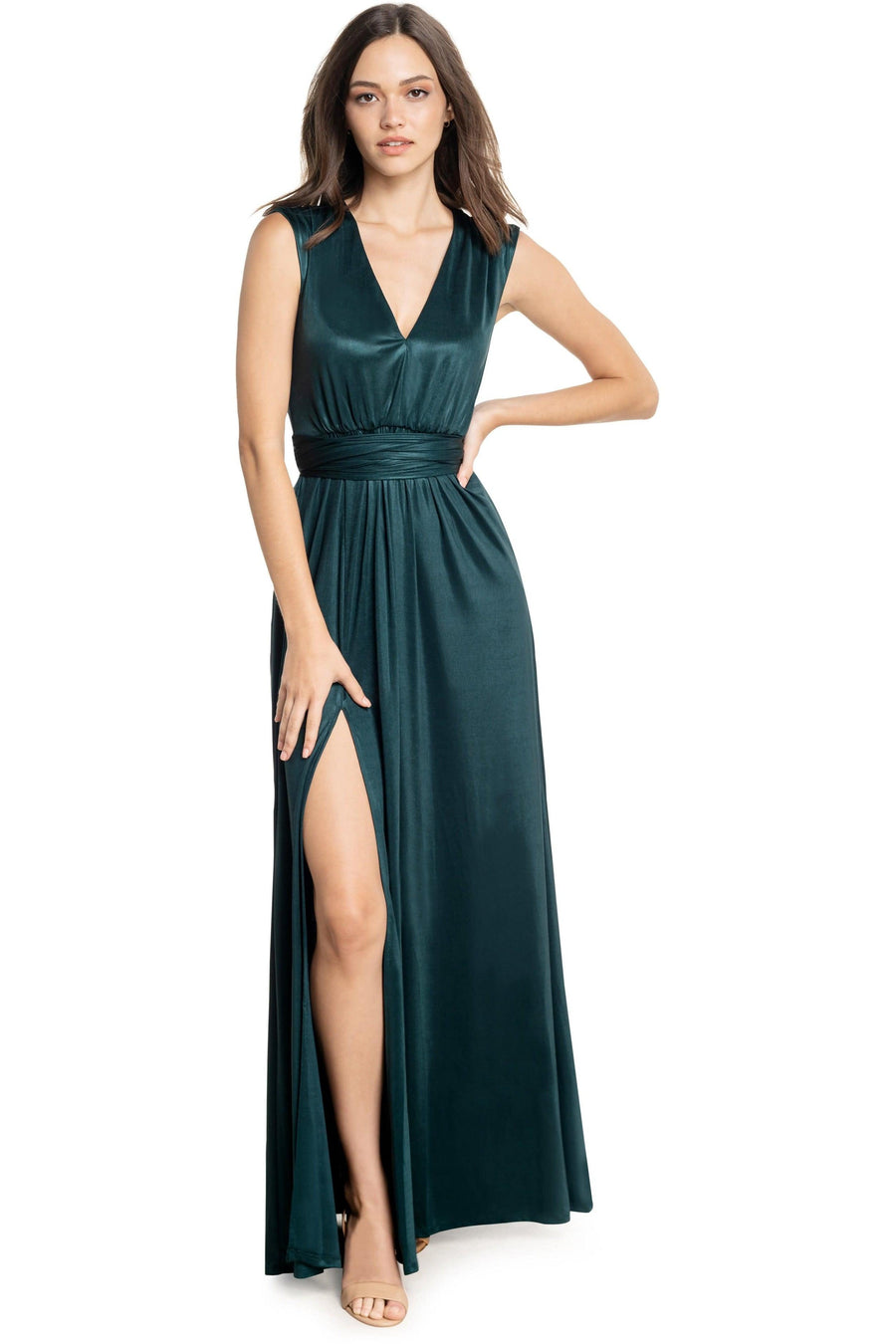 Krista Tie Waist Gown - Dress the Population