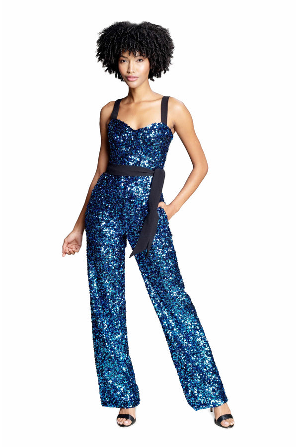 Lila Cobalt Sequin Jumpsuit - Dress the Population