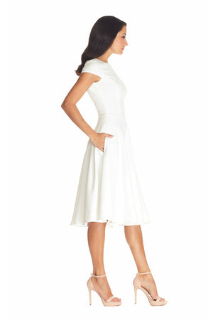 Livia Sophisticated Ivory Fit And Flare Dress - Dress the Population