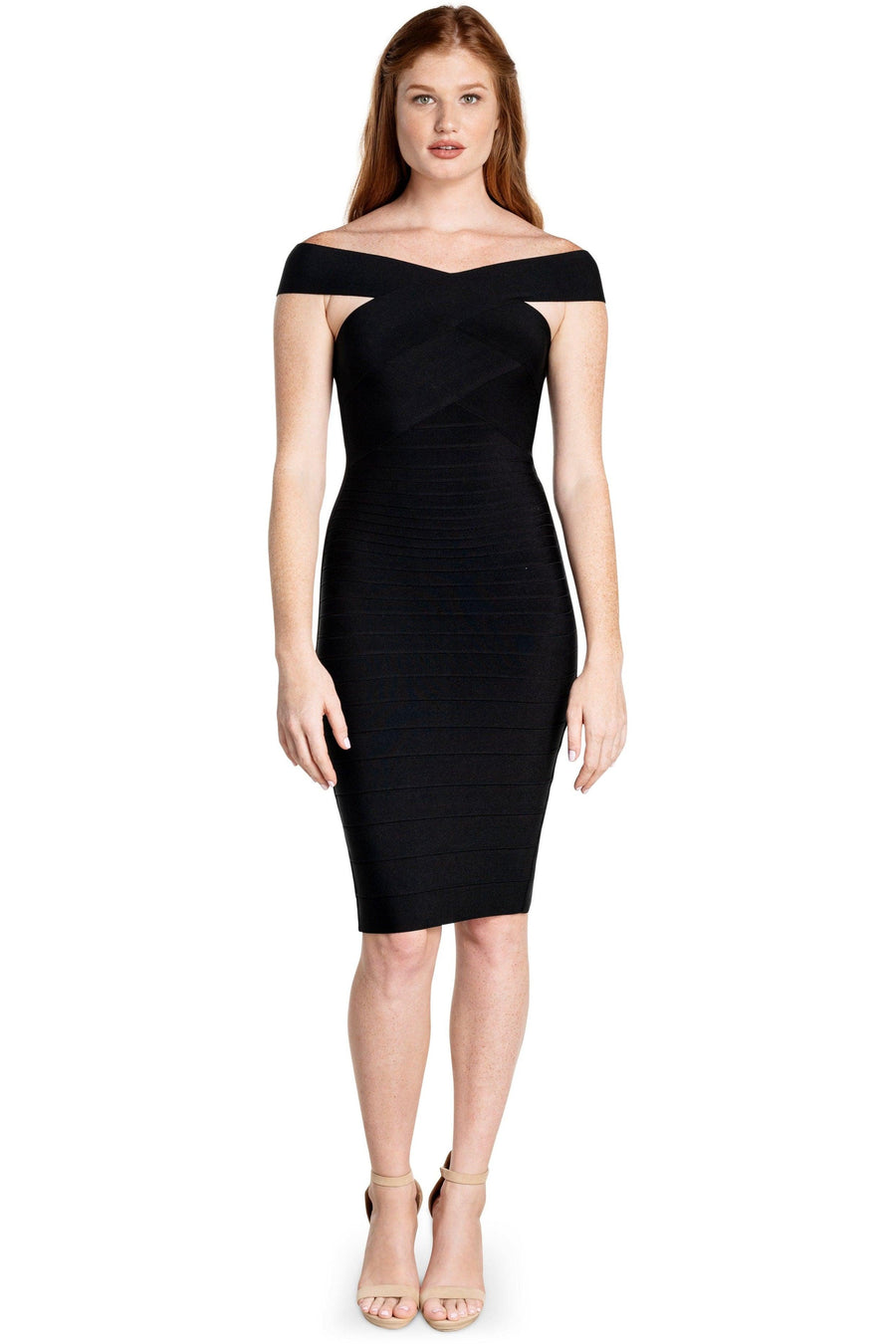 Maia Black Bateau-Neckline Dress - Dress the Population