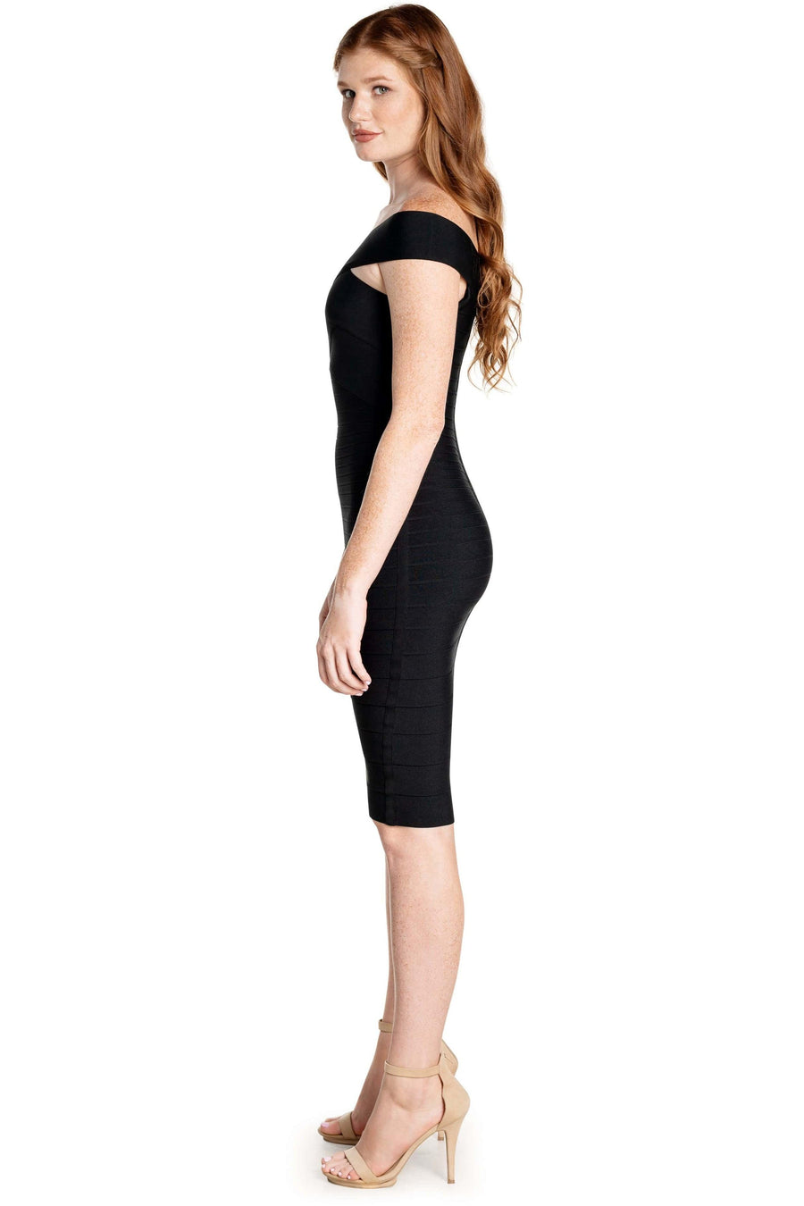 Maia Black Bateau-Neckline Dress - Dress the Population