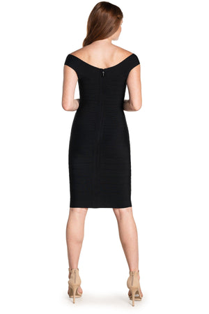Maia Black Bateau-Neckline Dress - Dress the Population