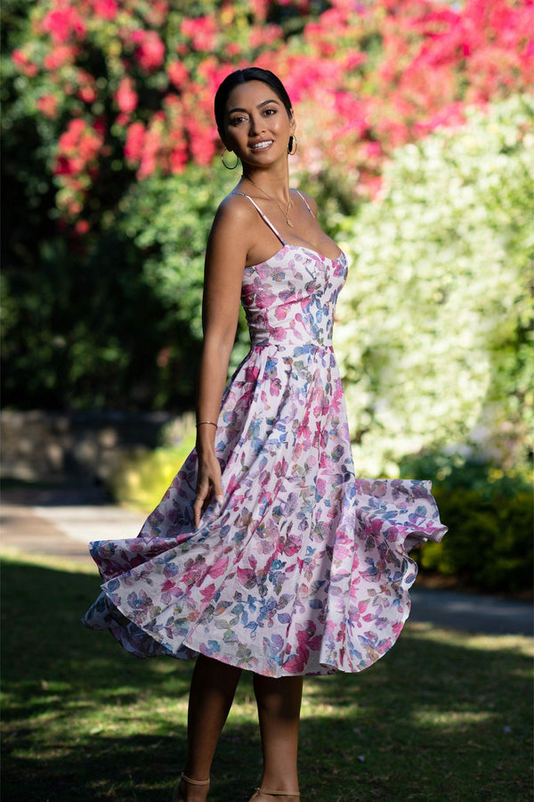 Meadow Floral Fit And Flare Midi Dress - Dress the Population