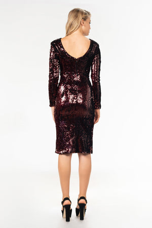 Natalie Sequin Long-Sleeve Sheath Dress - Dress the Population