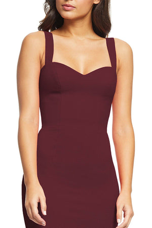 Dress the Population Nicole Sweetheart Midi Dress - Burgundy