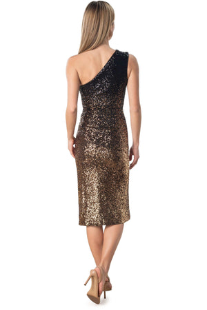 Palmer Gold Ombre Sequin Midi Dress - Dress the Population