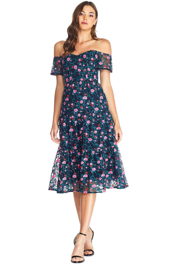River Romantic Floral Off-The-Shoulder Sweetheart Dress - Dress the Population