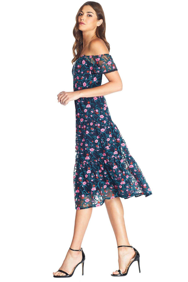 River Romantic Floral Off-The-Shoulder Sweetheart Dress - Dress the Population