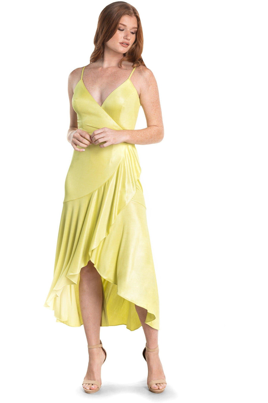 Salome Plunging Neckline Wrap Dress - Dress the Population