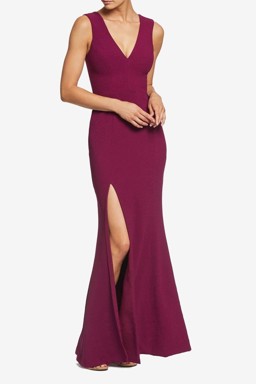 Sandra Dark Magenta Floor-Length Gown - Dress the Population