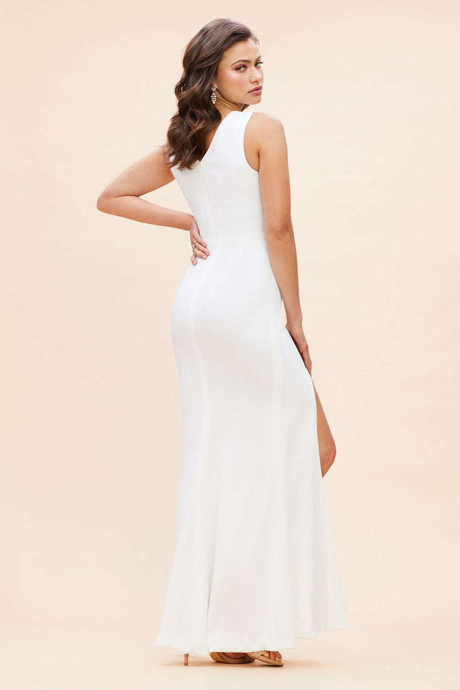 Sandra White Curved-Back Mermaid Gown - Dress the Population