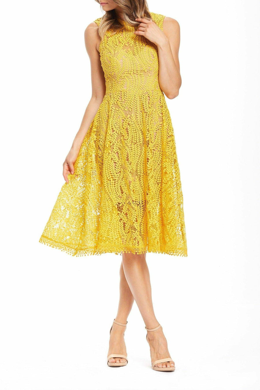 Dress the population store yellow lace dress