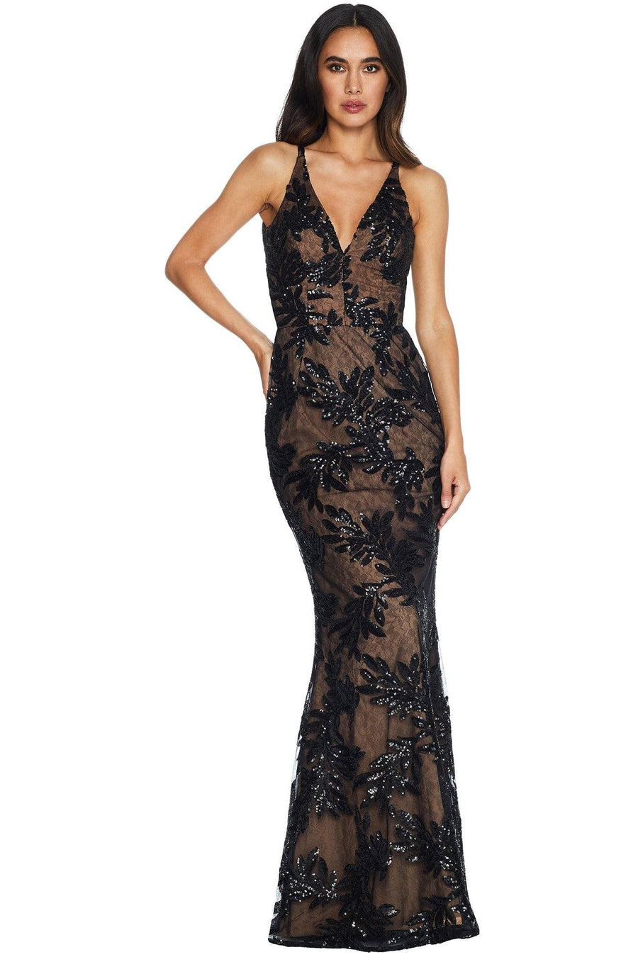 dress the population gowns Dress The Population Floral-Sequin Mermaid Gown