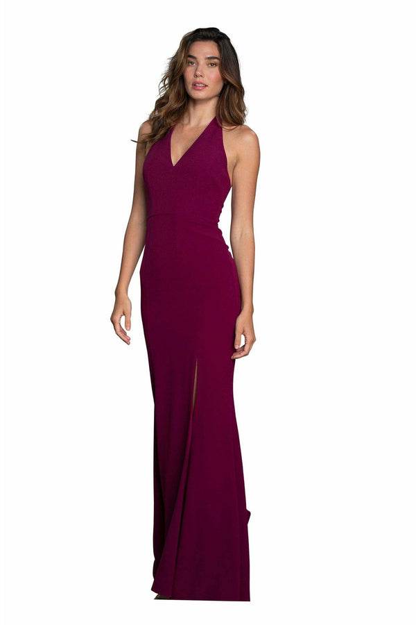 Shiloh Front Slit Halter Gown - Dress the Population