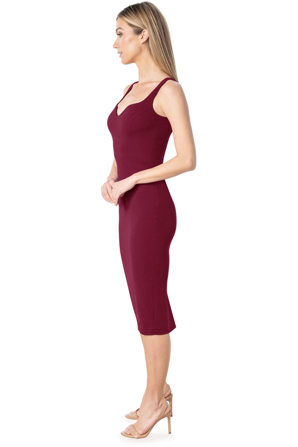 Sloane Sleeveless Burgundy Sheath Dress - Dress the Population