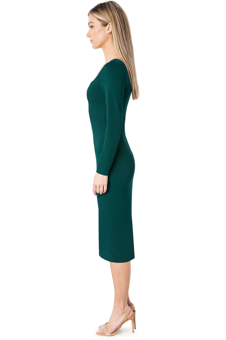 Dress the Population Sonia Long Sleeve Dress in Garnet Red