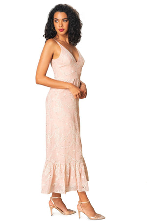 Sunny Tulle Floral Embroidered Maxi Dress - Dress the Population