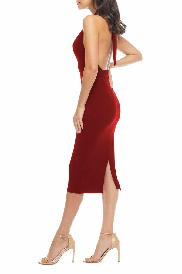 Vanessa Garnet Flirty Curve-Hugging Dress - Dress the Population